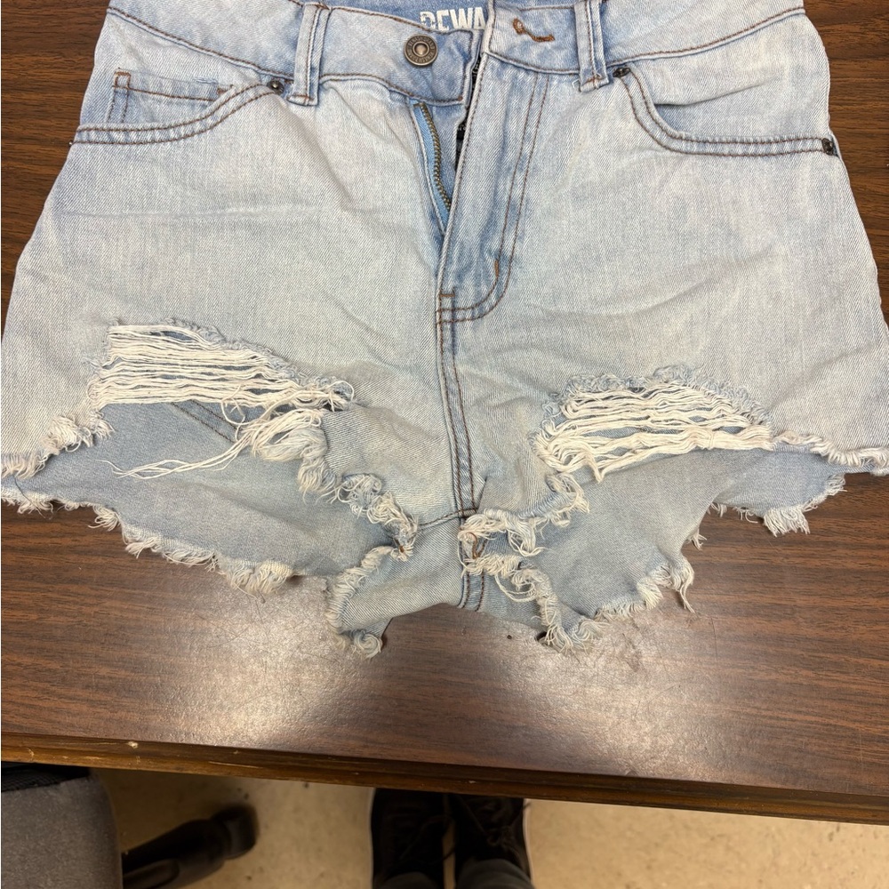 Rewash Blue High Waist Distressed Short Shorts
